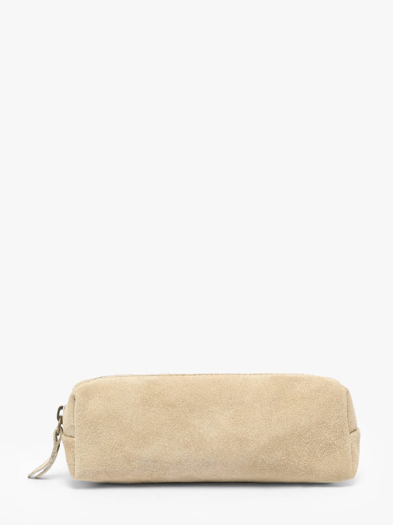 Trousse Cuir Milano Cuir De Vachette Beige - Kiabi