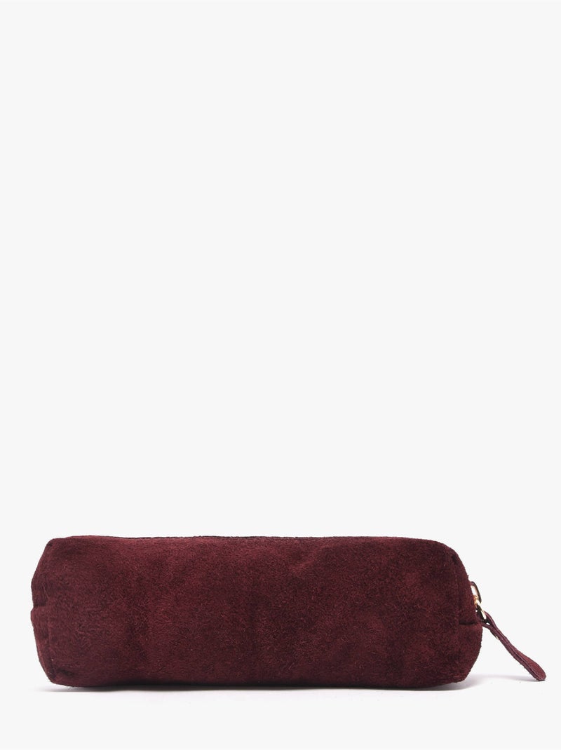 Trousse cuir milano cuir de vachette Bordeaux - Kiabi