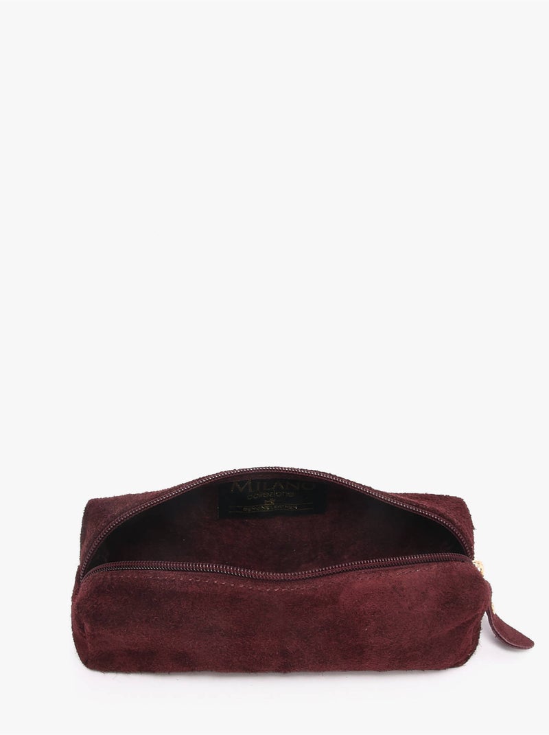 Trousse cuir milano cuir de vachette Bordeaux - Kiabi