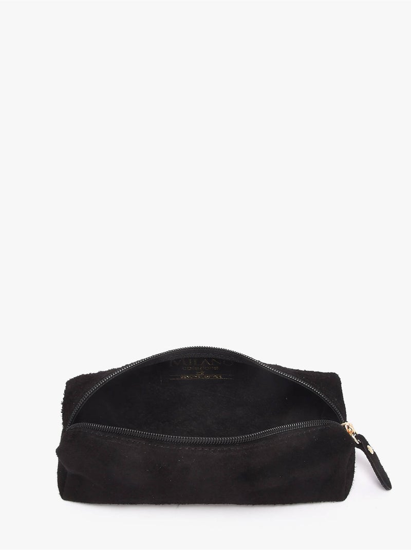 Trousse cuir milano cuir de vachette Noir Noir - Kiabi