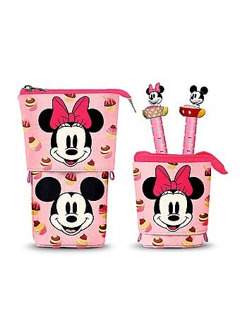 Trousse Cute + 2 Stylos Gel Ef - Disney Minnie Mouse Muffin - Rose - Taille Unique