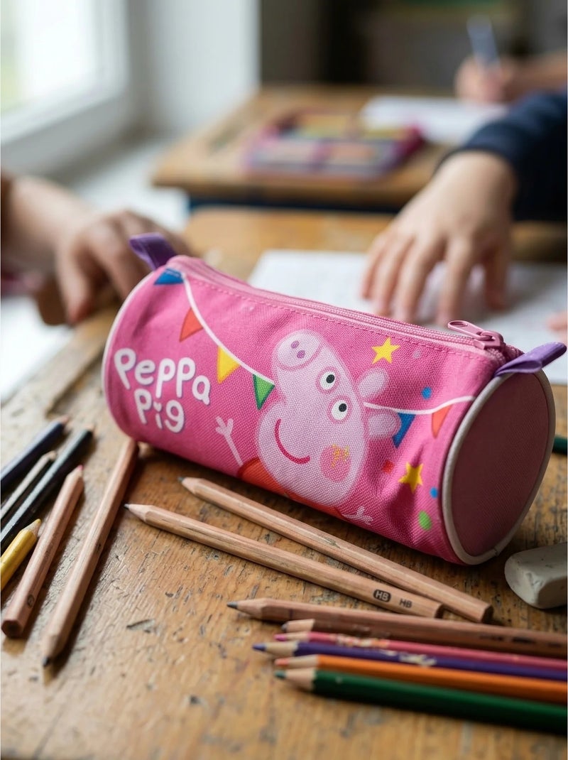 Trousse cylindrique 21 cm en polyester peppa pig Rose - Kiabi