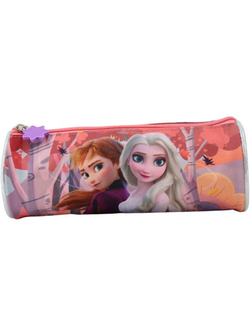 Trousse cylindrique finition brillante imprimée Disney Frozen Anna & Elsa - Kiabi