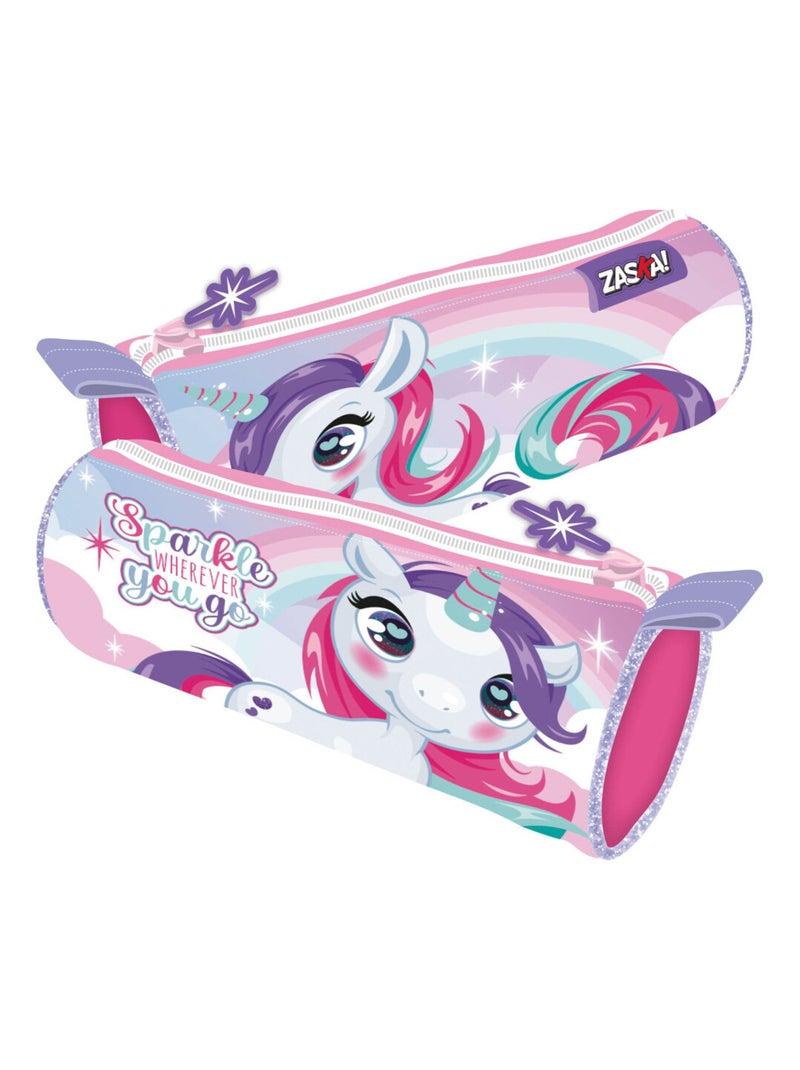 Trousse cylindrique Licorne Rose - Kiabi