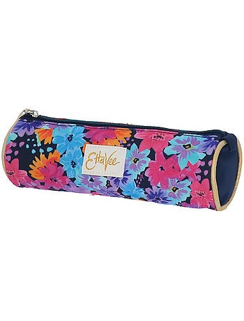 Trousse cylindrique textile imprimé floral Ettavee