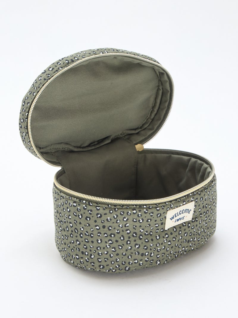 Trousse de toilette - Vanity - Motif léopard Kaki - Kiabi
