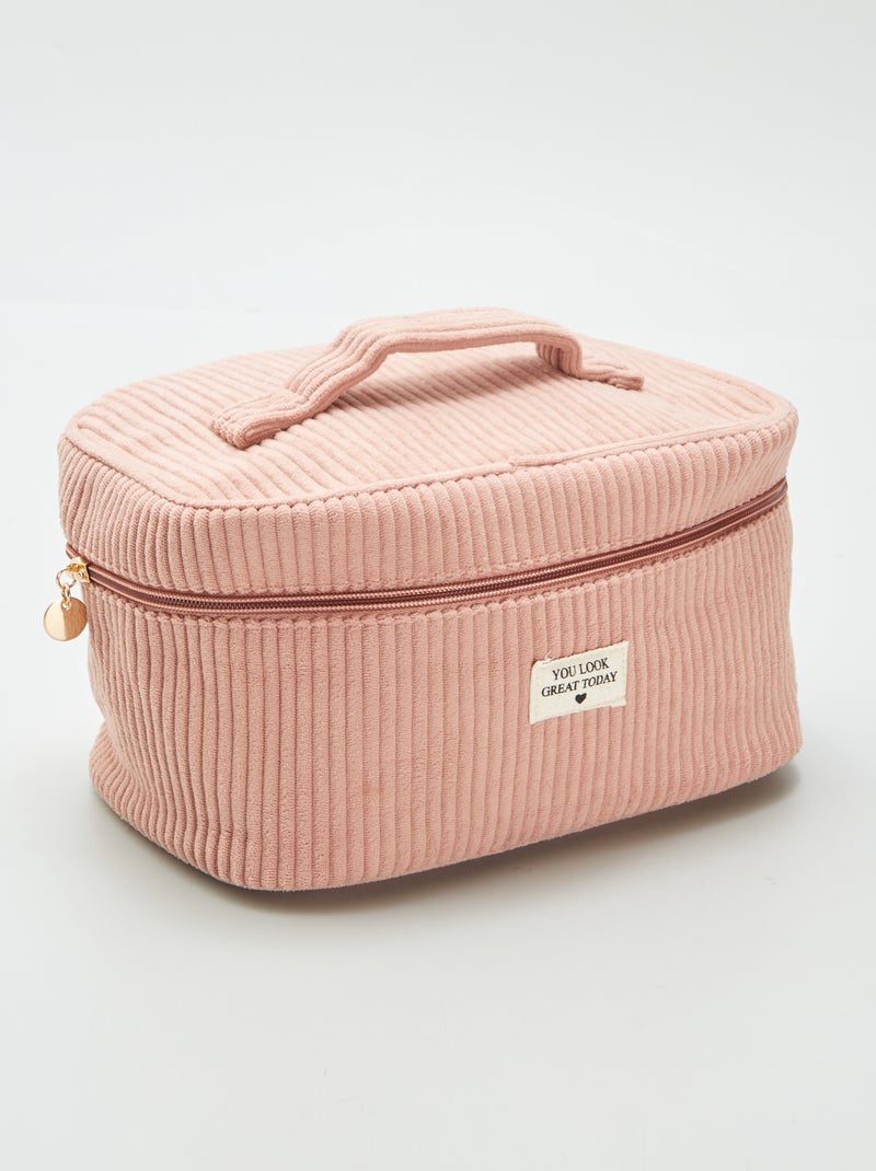 Trousse de toilette - vanity en velours côtelé Rose - Kiabi