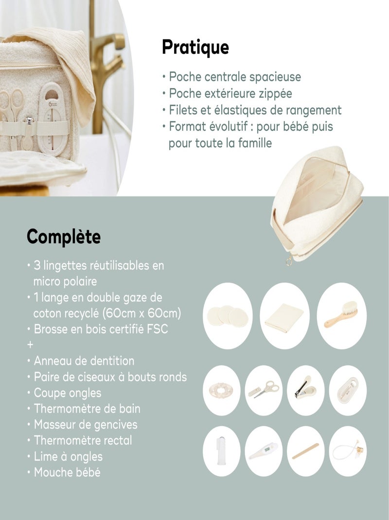 Trousse de toilette bebe curl en tissu bouclette 'Babymoov' Blanc - Kiabi