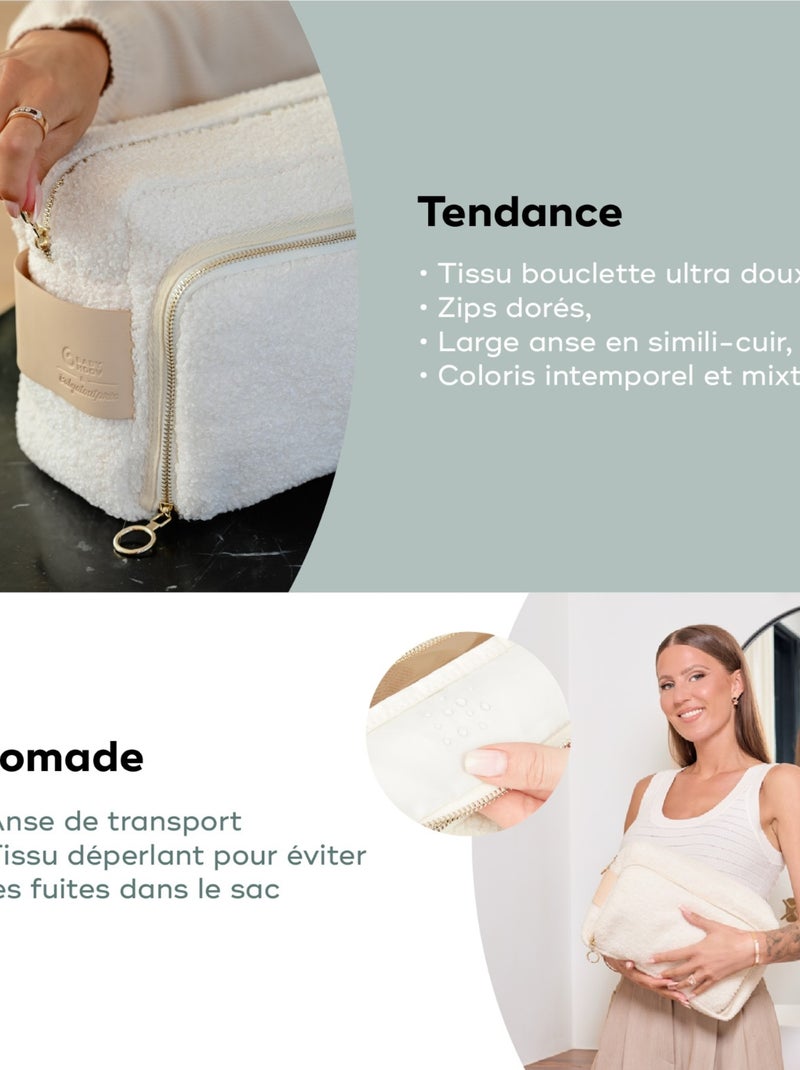 Trousse de toilette bebe curl en tissu bouclette 'Babymoov' Blanc - Kiabi