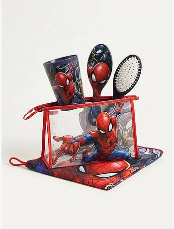 Trousse de toilette complète avec verre et serviette spiderman marvel