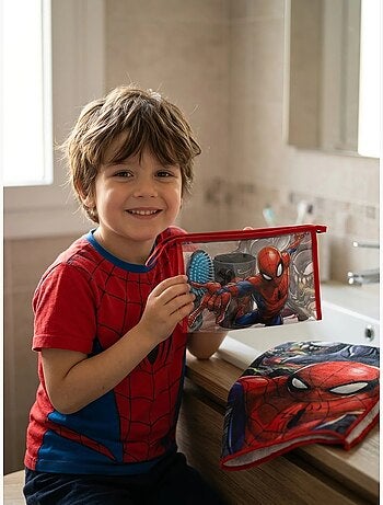 Trousse de toilette complète avec verre et serviette spiderman marvel
