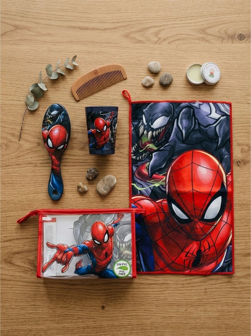 Trousse de toilette complète avec verre et serviette spiderman marvel Rouge - Kiabi