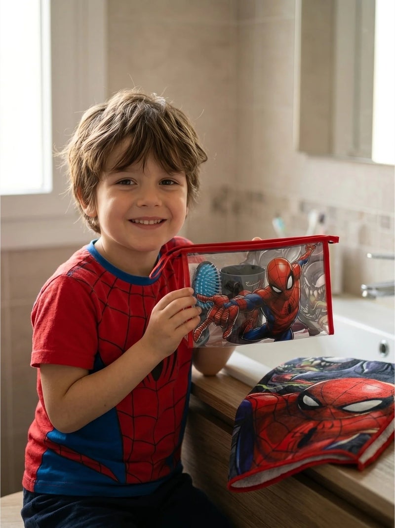 Trousse de toilette complète avec verre et serviette spiderman marvel Rouge - Kiabi