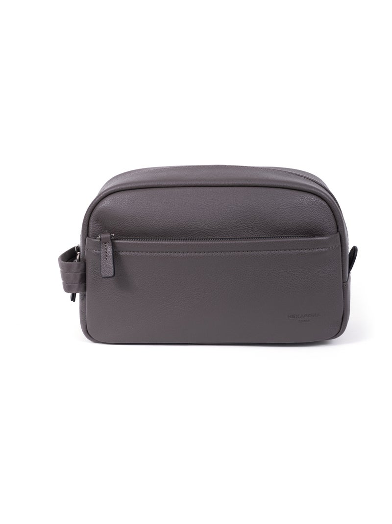 Trousse de toilette  Cuir DUO Taupe - Kiabi