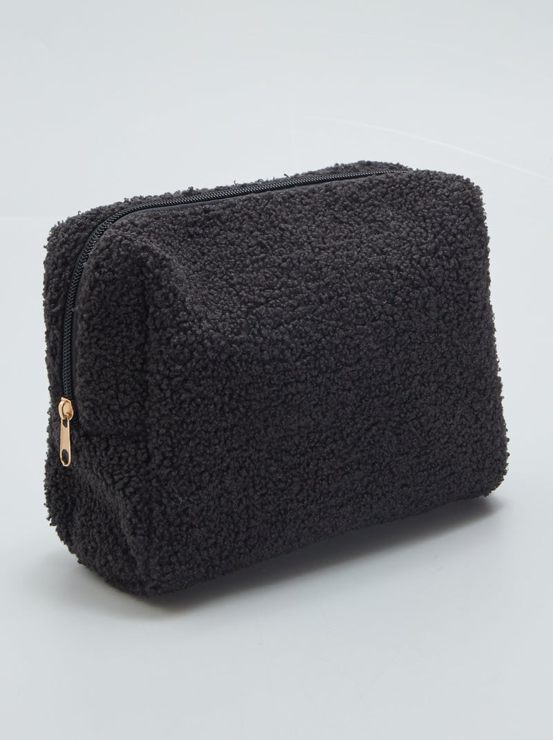 Trousse de toilette effet moutonné Noir - Kiabi