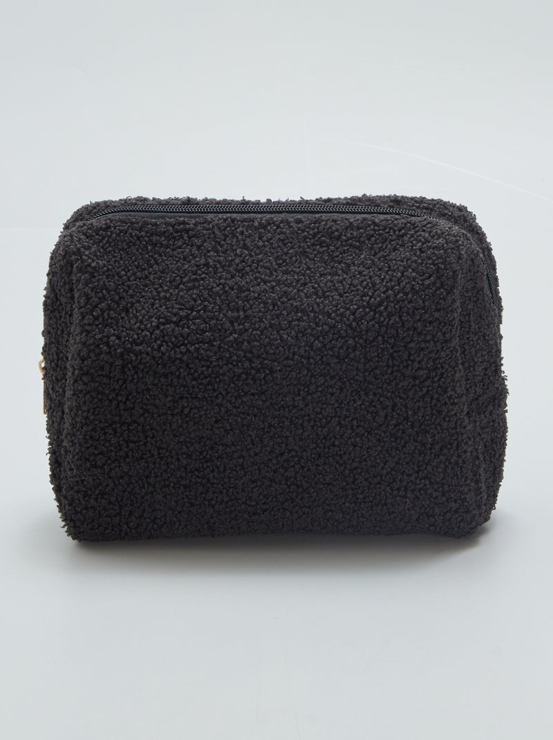 Trousse de toilette effet moutonné Noir - Kiabi