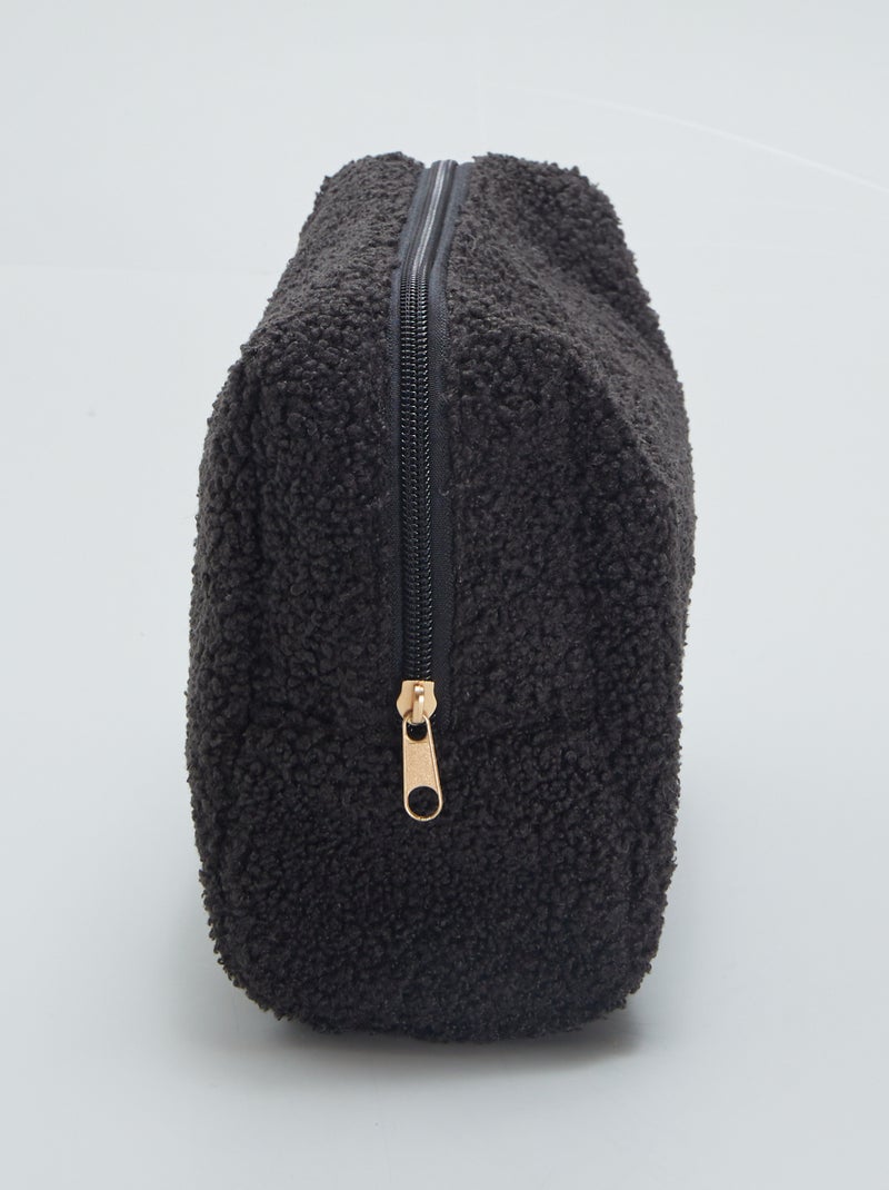 Trousse de toilette effet moutonné Noir - Kiabi