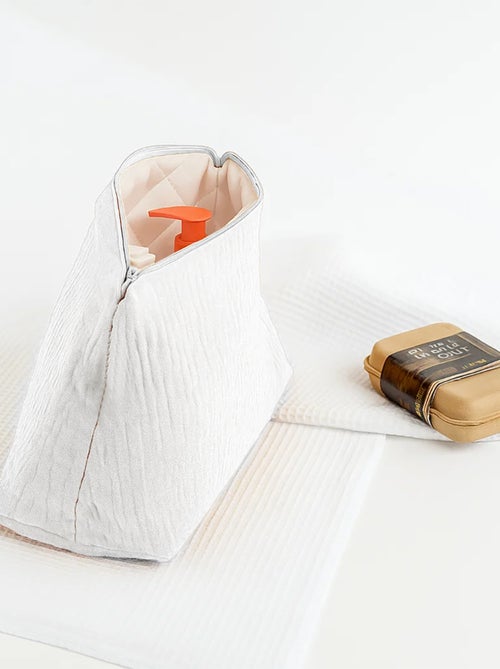 Trousse de Toilette en Coton Bio Blanc - Kiabi