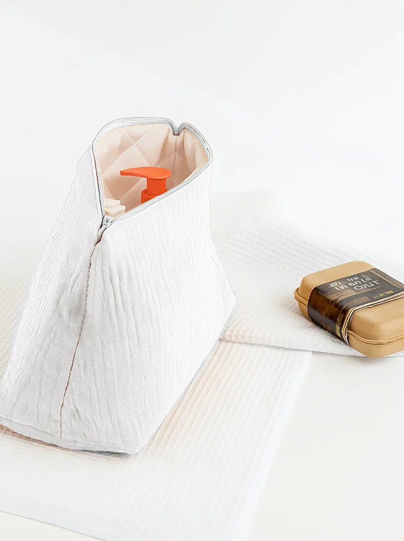 Trousse de Toilette en Coton Bio Blanc Blanc - Kiabi