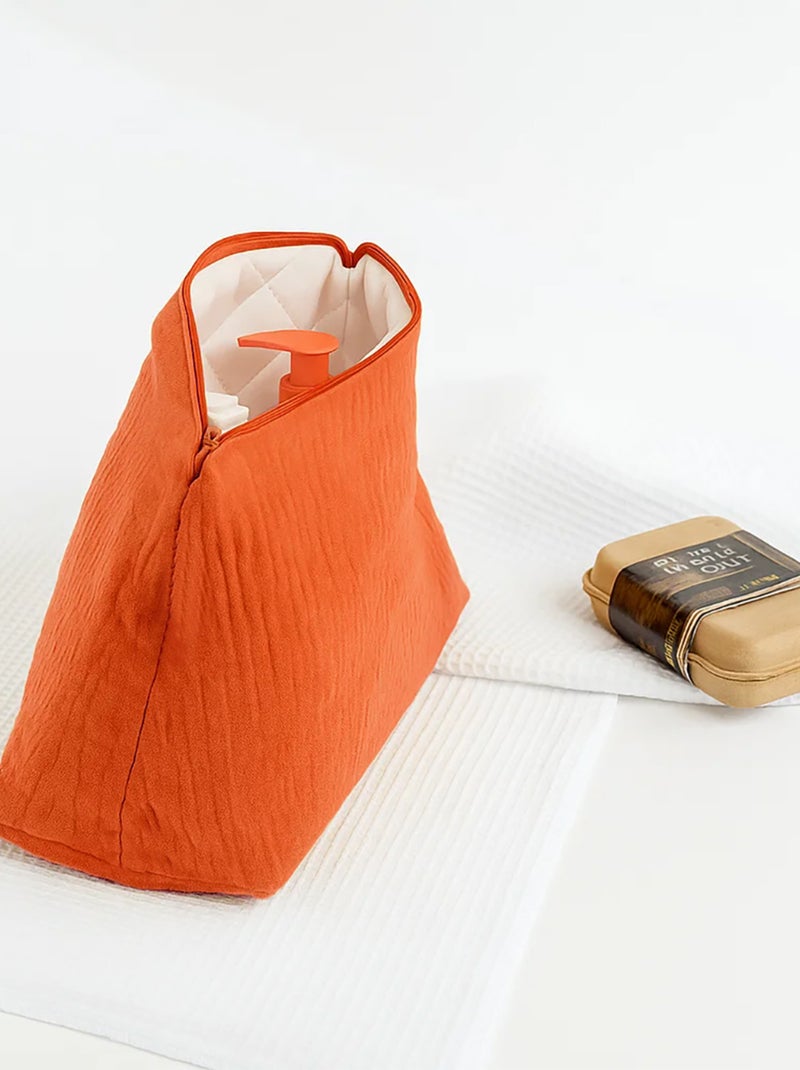 Trousse de Toilette en Coton Bio Fraise Rouge - Kiabi