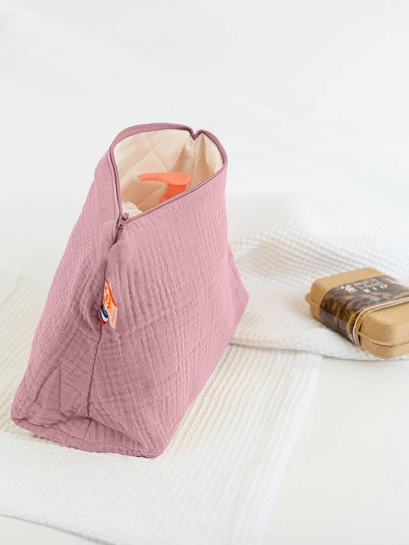 Trousse de Toilette en Coton Bio Rose Rose - Kiabi