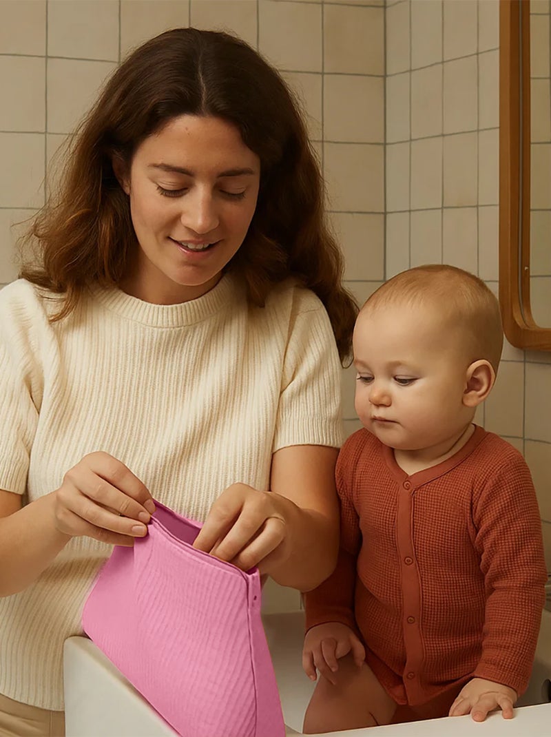 Trousse de Toilette en Coton Bio Rose Rose - Kiabi