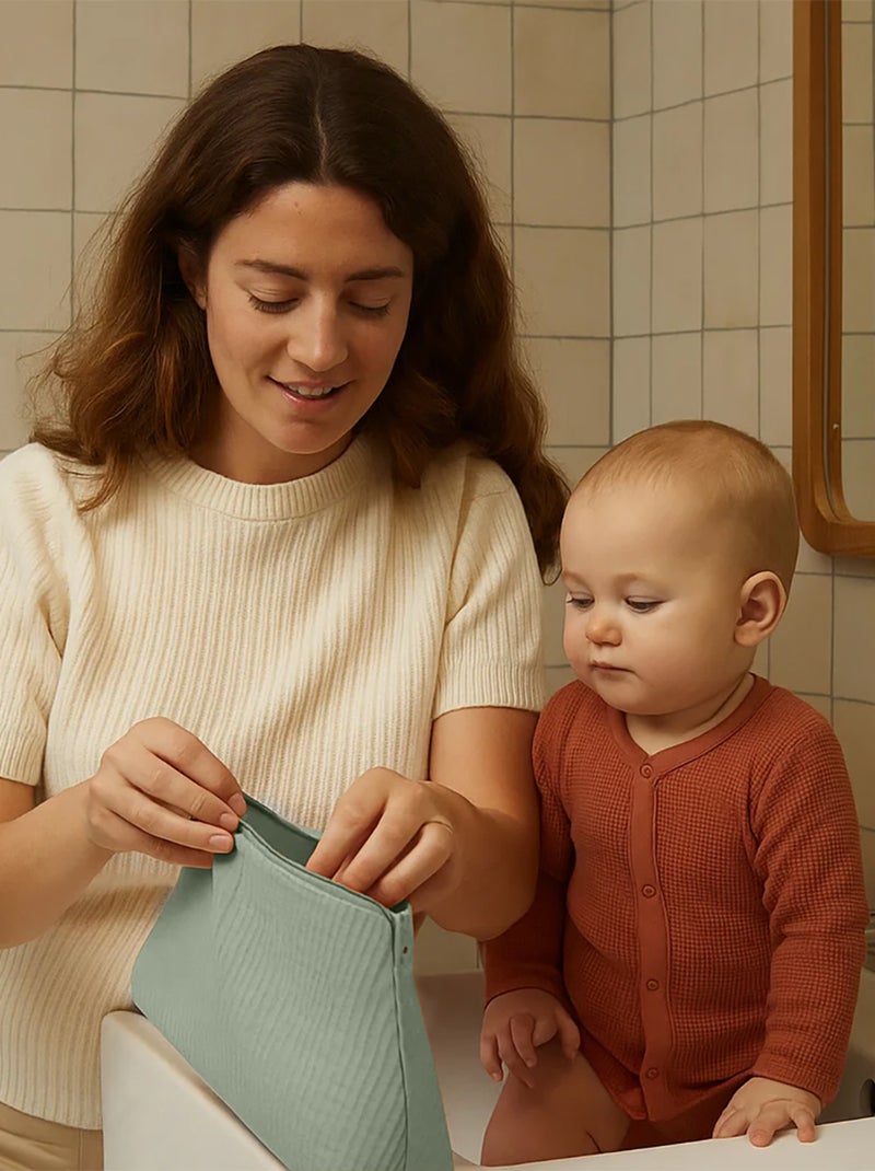 Trousse de Toilette en Coton Bio Vert - Kiabi