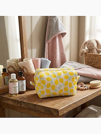Trousse de toilette en coton imprimé rayures - SAUTHON