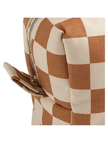 Trousse de toilette en coton imprimé damier - SAUTHON