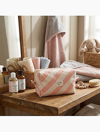 Trousse de toilette en coton imprimé rayures - SAUTHON