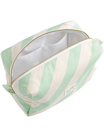 Trousse de toilette en coton imprimé rayures - SAUTHON