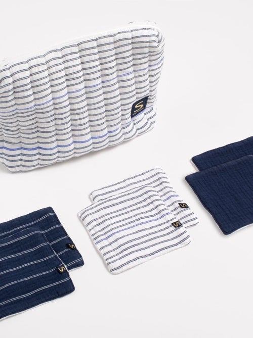 Trousse de toilette en double gaze de coton et carrés éponge - SAUTHON - Kiabi