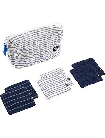Trousse de toilette en double gaze de coton et carrés éponge - SAUTHON