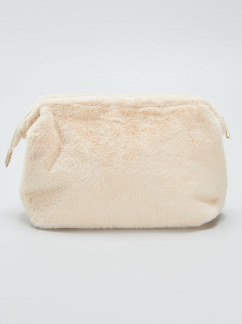 Trousse de toilette en fausse fourrure Beige - Kiabi