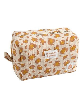 Trousse de toilette en gaze de coton imprimé léopard - SAUTHON