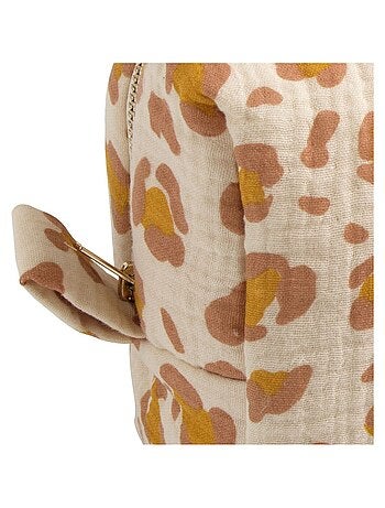 Trousse de toilette en gaze de coton imprimé léopard - SAUTHON