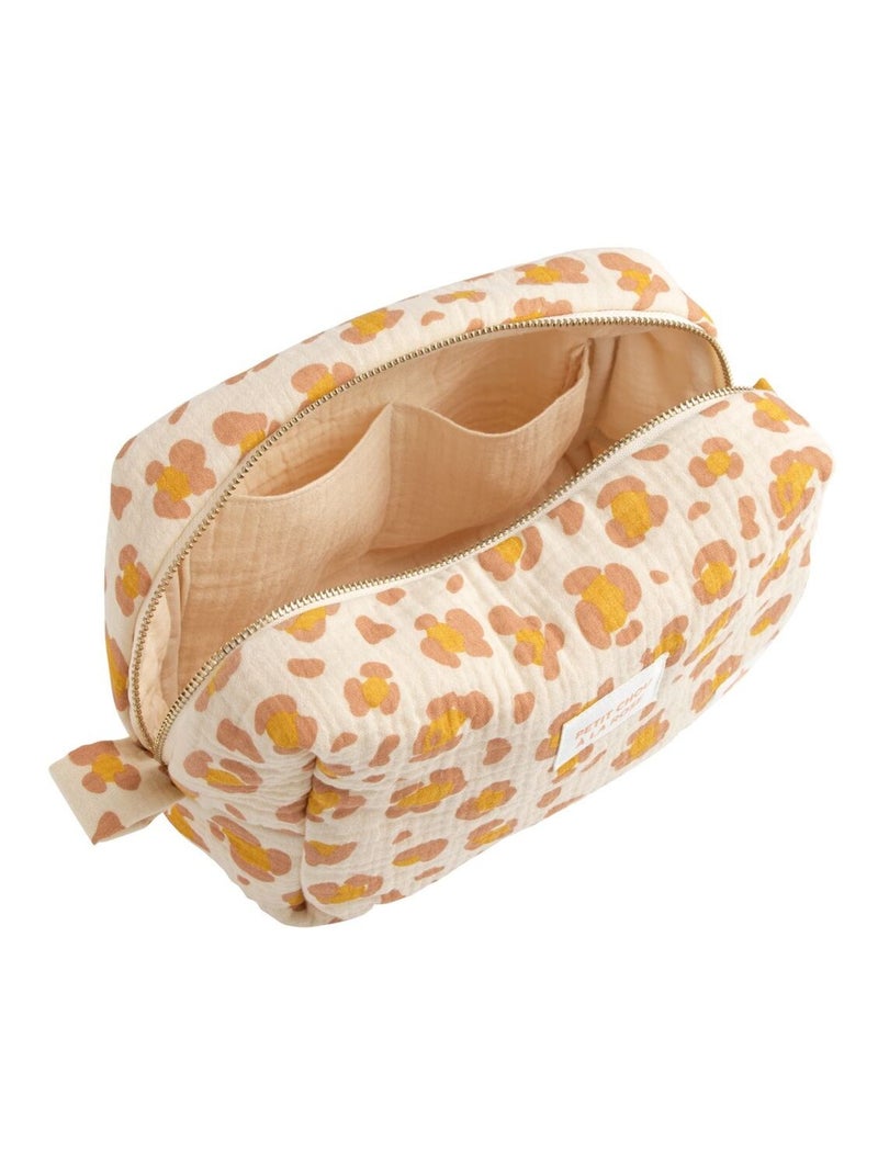 Trousse de toilette en gaze de coton imprimé léopard - SAUTHON Beige/Rose - Kiabi