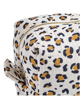 Trousse de toilette en gaze de coton imprimé léopard - SAUTHON