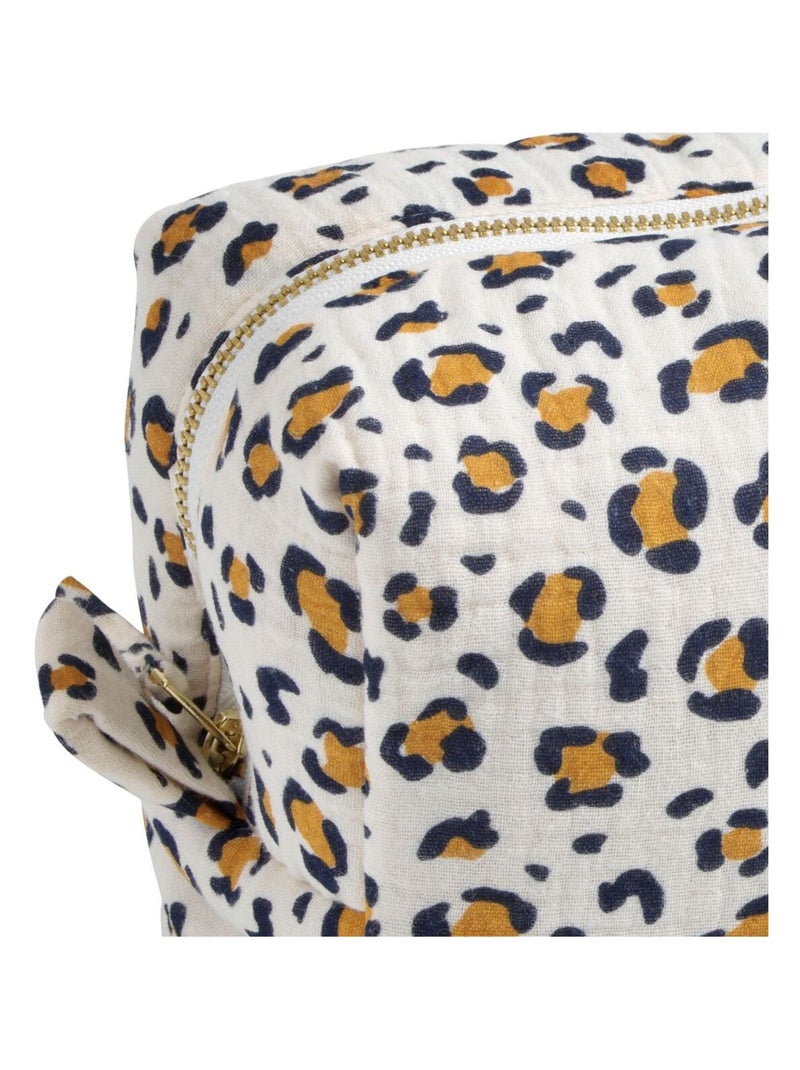 Trousse de toilette en gaze de coton imprimé léopard - SAUTHON Noir Ecru - Kiabi