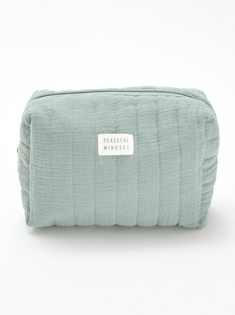 Trousse de toilette en gaze de coton VERT - Kiabi