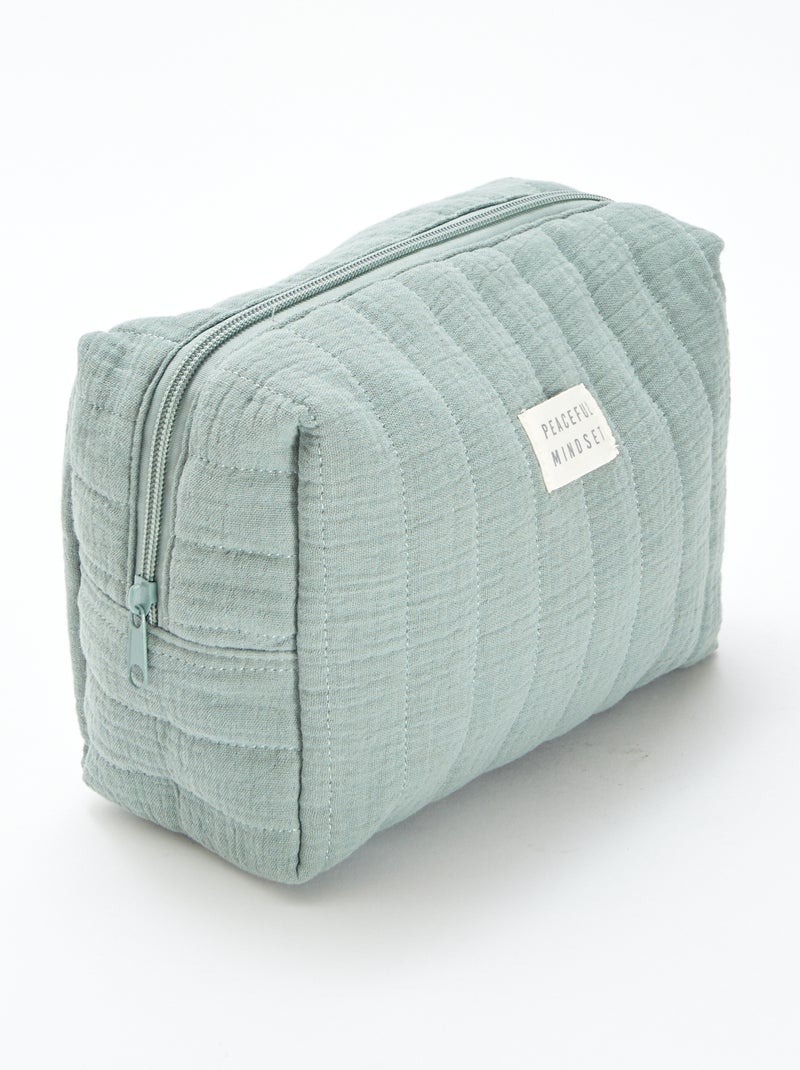 Trousse de toilette en gaze de coton VERT - Kiabi