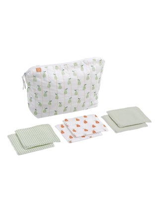 Trousse de toilette et carrés éponge en coton Vert tilleul - SAUTHON