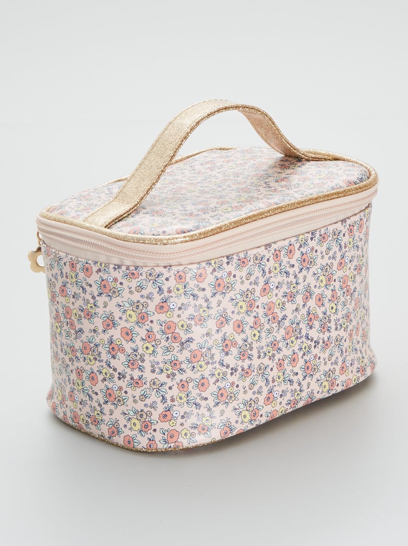 Trousse de toilette 'fleurie' rose - Kiabi