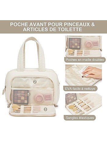 Trousse de toilette matelassée déperlante grande capacité 31x21x14 cm - kono