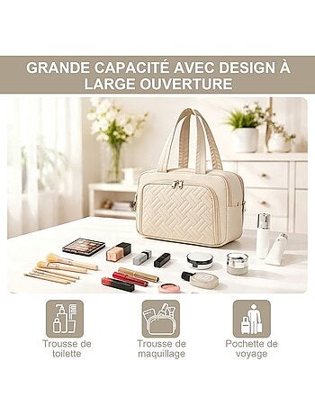 Trousse de toilette matelassée déperlante grande capacité 31x21x14 cm - kono