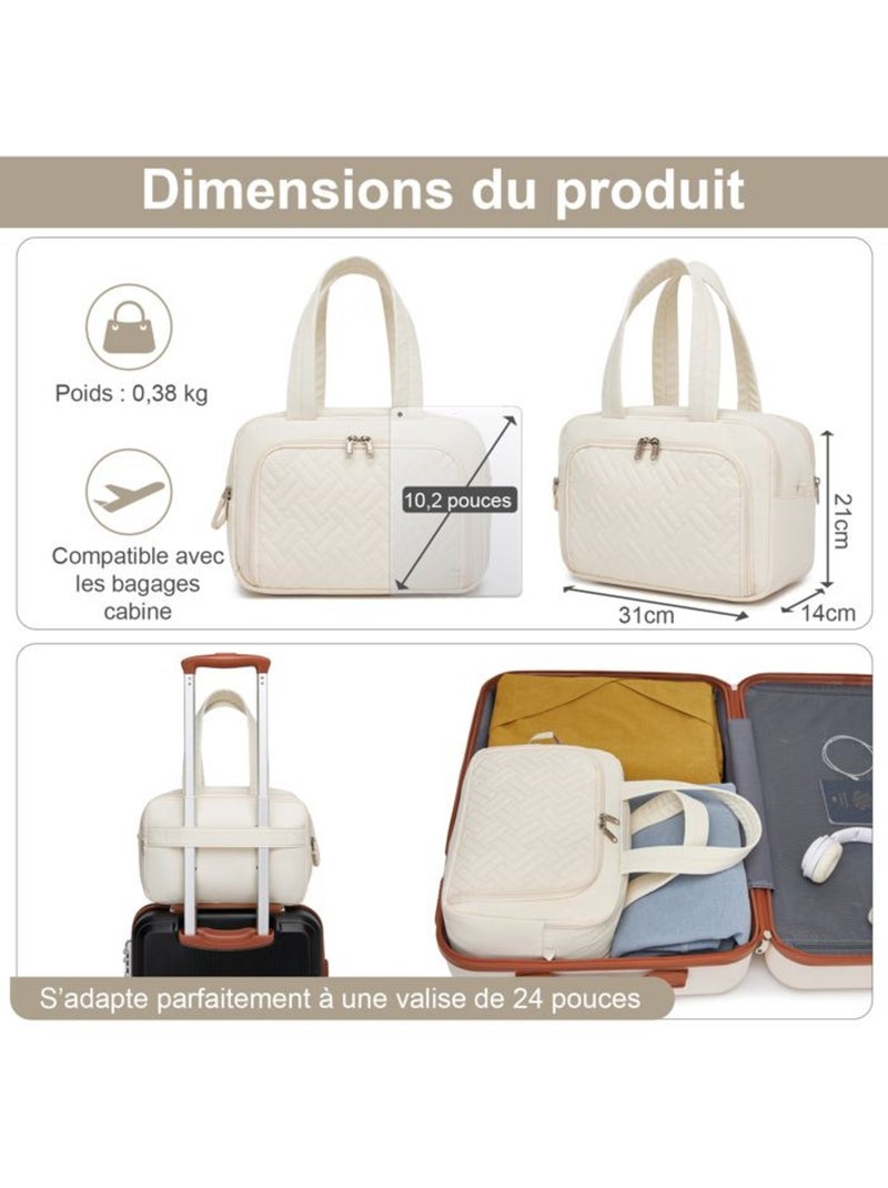 Trousse de toilette matelassée déperlante grande capacité 31x21x14 cm - kono Blanc - Kiabi