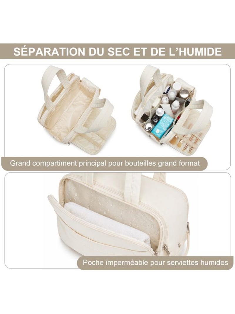 Trousse de toilette matelassée déperlante grande capacité 31x21x14 cm - kono Blanc - Kiabi