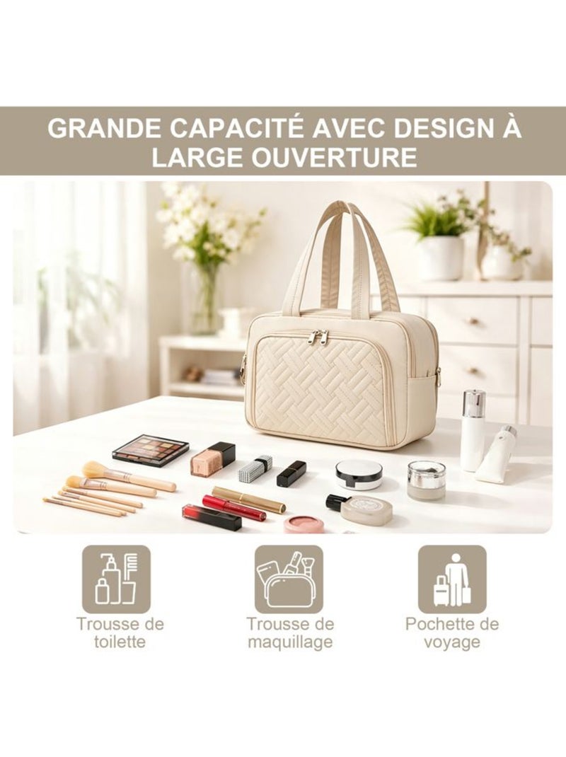 Trousse de toilette matelassée déperlante grande capacité 31x21x14 cm - kono Blanc - Kiabi