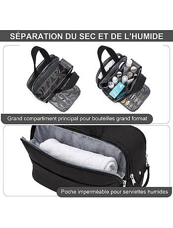 Trousse de toilette matelassée déperlante grande capacité 31x21x14 cm - kono