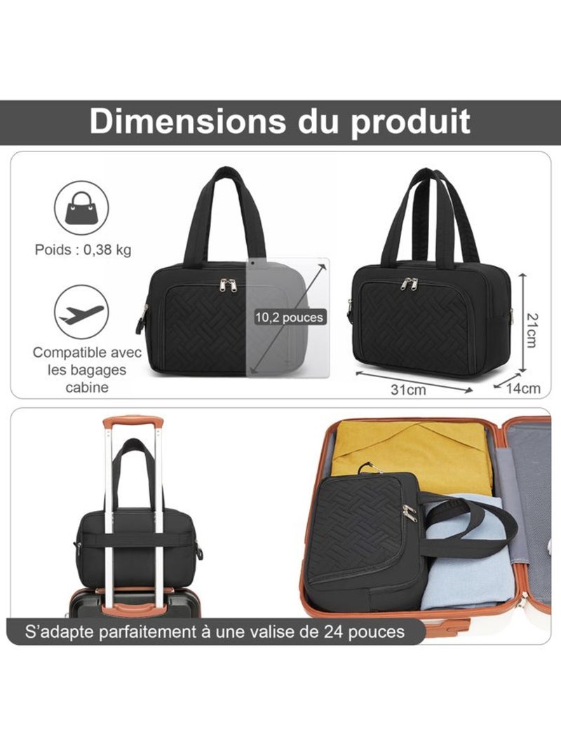 Trousse de toilette matelassée déperlante grande capacité 31x21x14 cm - kono Noir - Kiabi